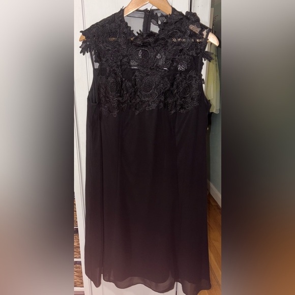 Sheer Black Lace neck line Bohemian Gown Knee Length Size 16W Holiday - Picture 2 of 11